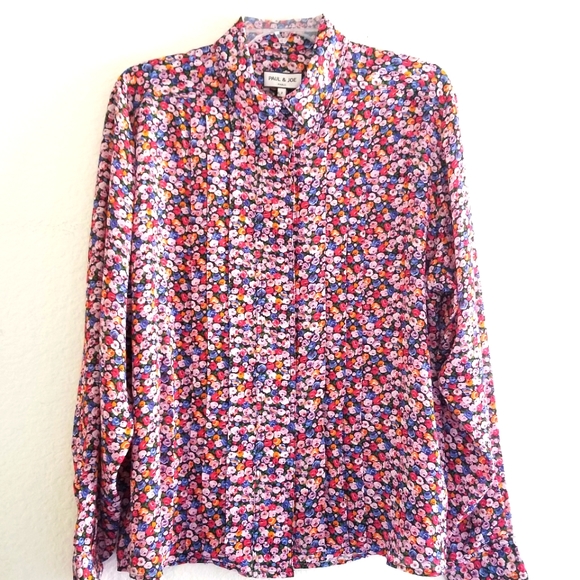 Paul & Joe Tops - Paul & Joe Floral Button Down Shirt Size M Medium Multicolor Red Pink Bl…